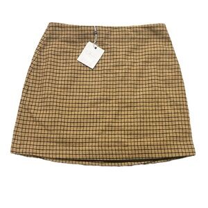 NWT! Beautiful flannel brown plaid mini skirt
